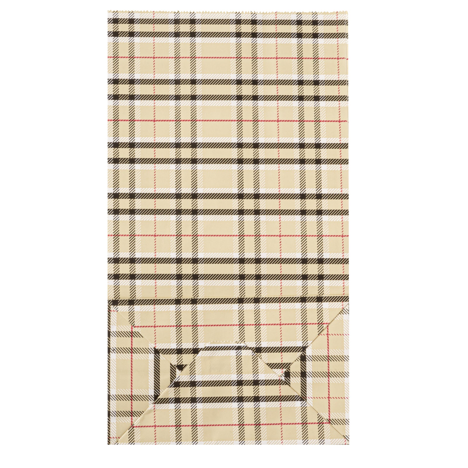 Eco-Friendly Plaid Paper Bags - 12 lb Capacity, 7 x 4.25 x 12.5 Inches - Pack of 100 - Perfect for Retail Shopping, Gift Wrapping & Party Favors