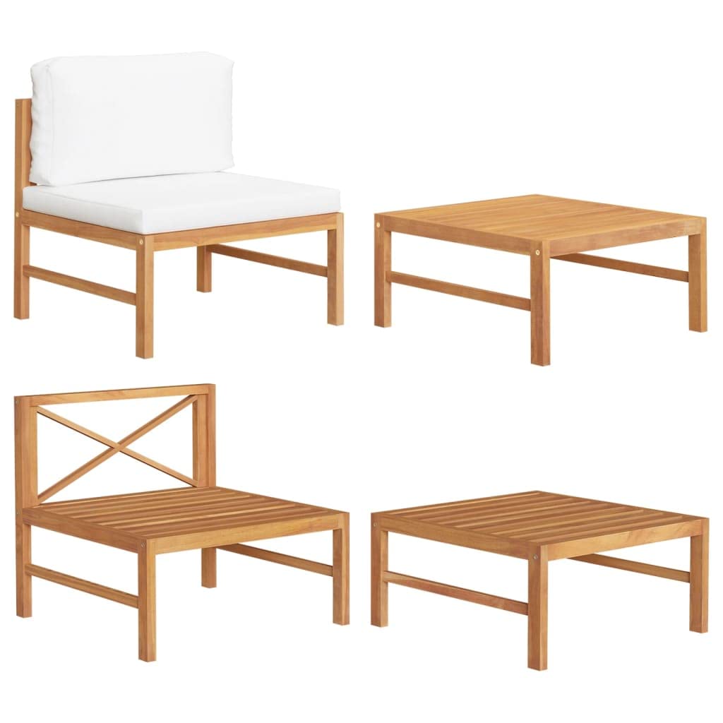 vidaXL 2-Piece Patio Lounge Set - Outdoor Corner Sofa with Cushions, Armless Sectional Furniture for Balcony & Garden - Rustic Solid Teak Wood with Water-Based Finish | Perfect for Backyard Relaxation, Poolside Lounging & Outdoor Entertaining