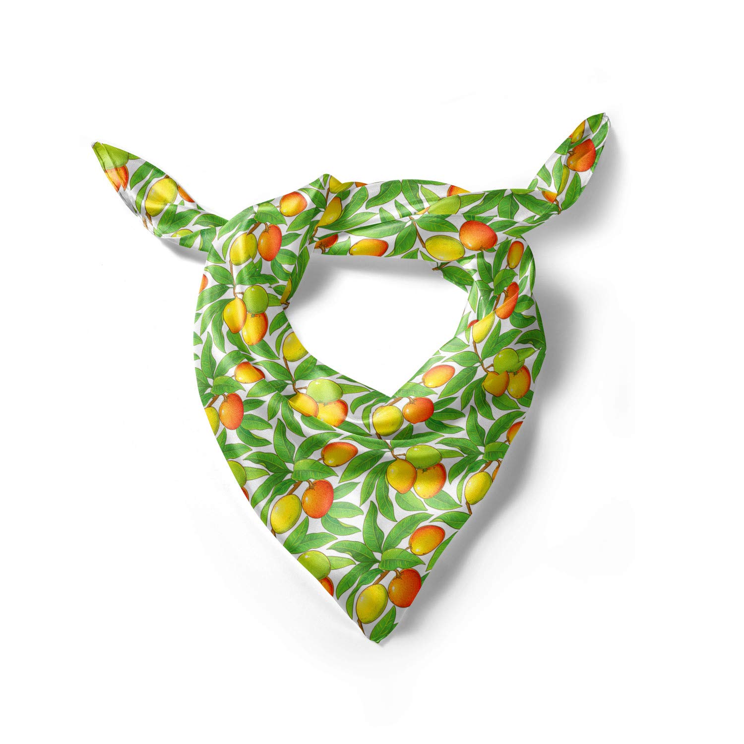 Ambesonne Fruit Hair Scarf - Ripe Mango Branches Print Head Wrap for Women | Boho Beach Accessory, Summer Headband, Yoga Hair Cover