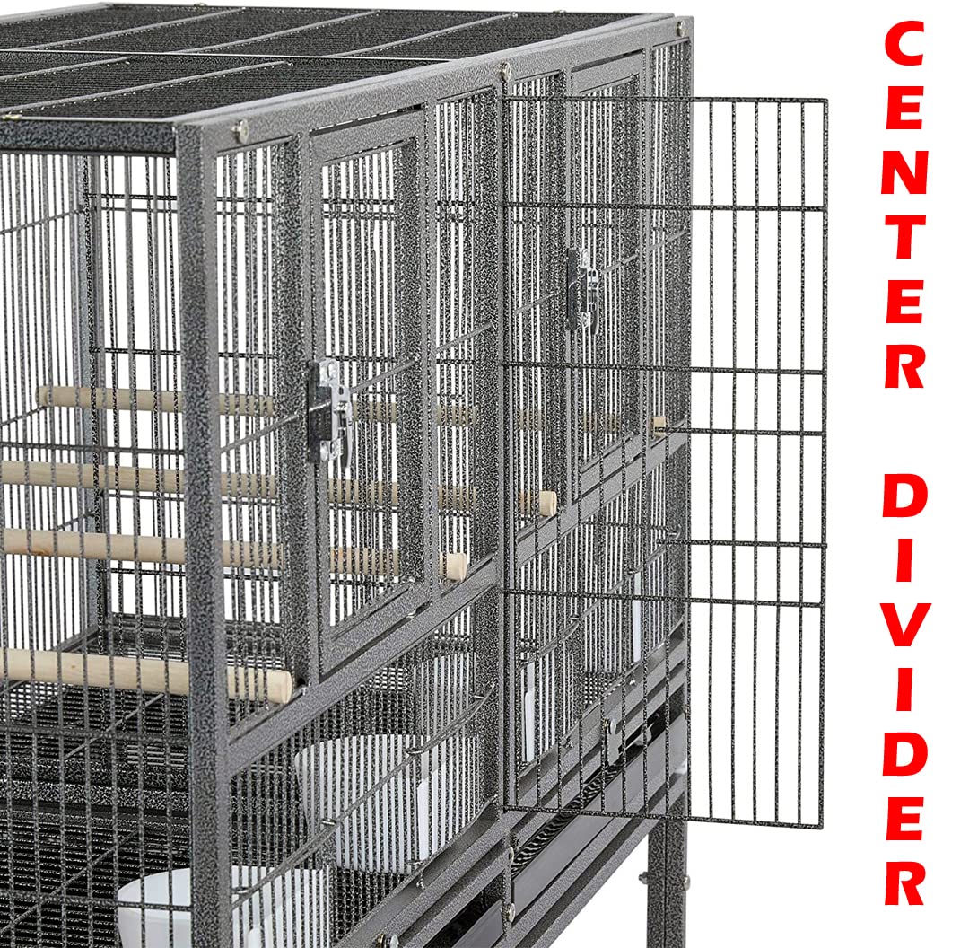 Double Stack Bird Breeding Cage with Rolling Wheels & Side Nest Door - Black Vein Design for Parrots, Canaries & Finches | Perfect for Home Aviary, Pet Store & Bird Breeding Facilities