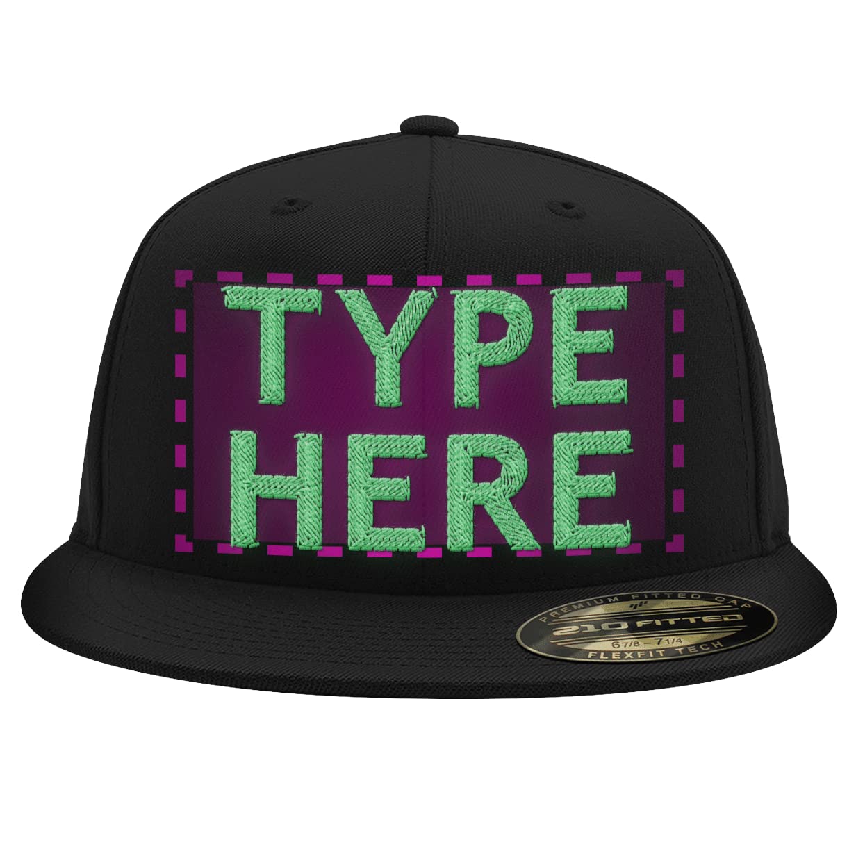 Custom Flexfit 6210 Structured Flat Bill Fitted Hat - Personalized Text & Design - Adjustable Baseball Cap for Men & Women - Perfect for Sports, Outdoor Activities & Casual Wear