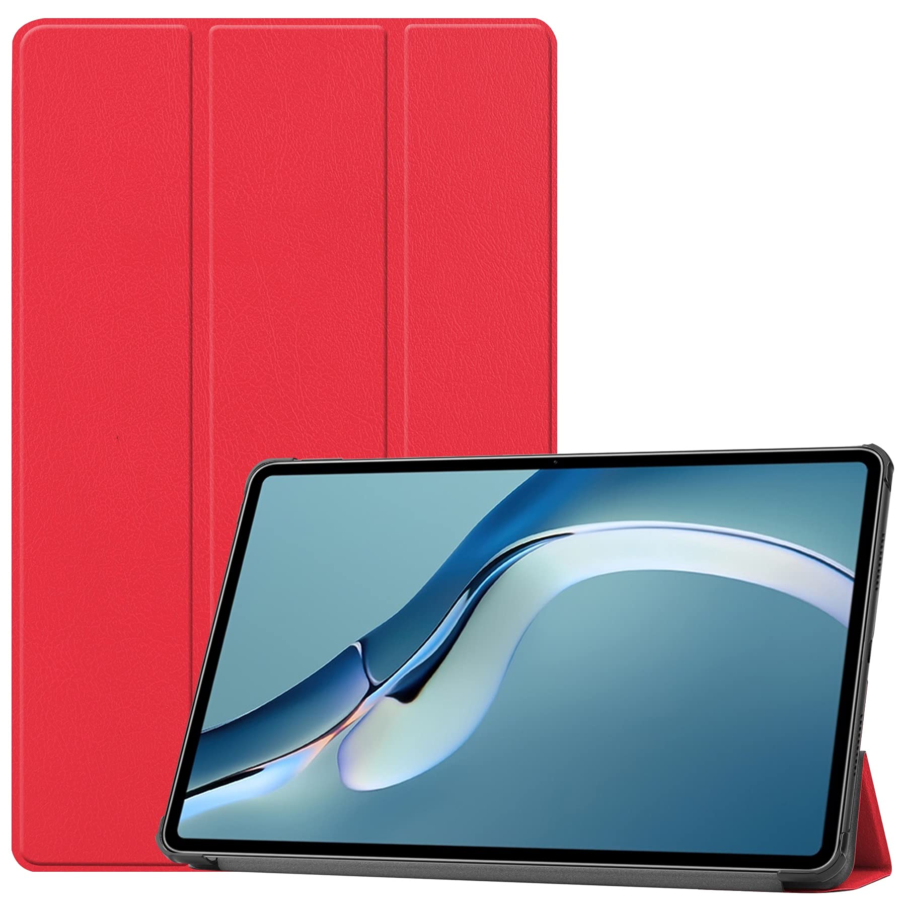 Huawei MatePad Pro 12.6 2021 Tablet Case - Lightweight Trifold Stand Cover with Hard Back, Full-Body Rugged Shockproof Protection (Red) - Perfect for Work, Travel, and Home Use