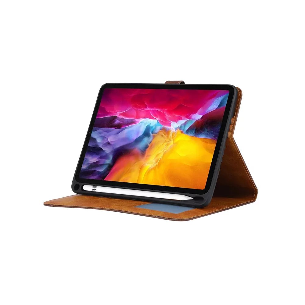 Premium Genuine Leather iPad Folio Case - Slim Protective Cover for iPad Pro/Air/Mini - Perfect for Work, Travel & Business Meetings