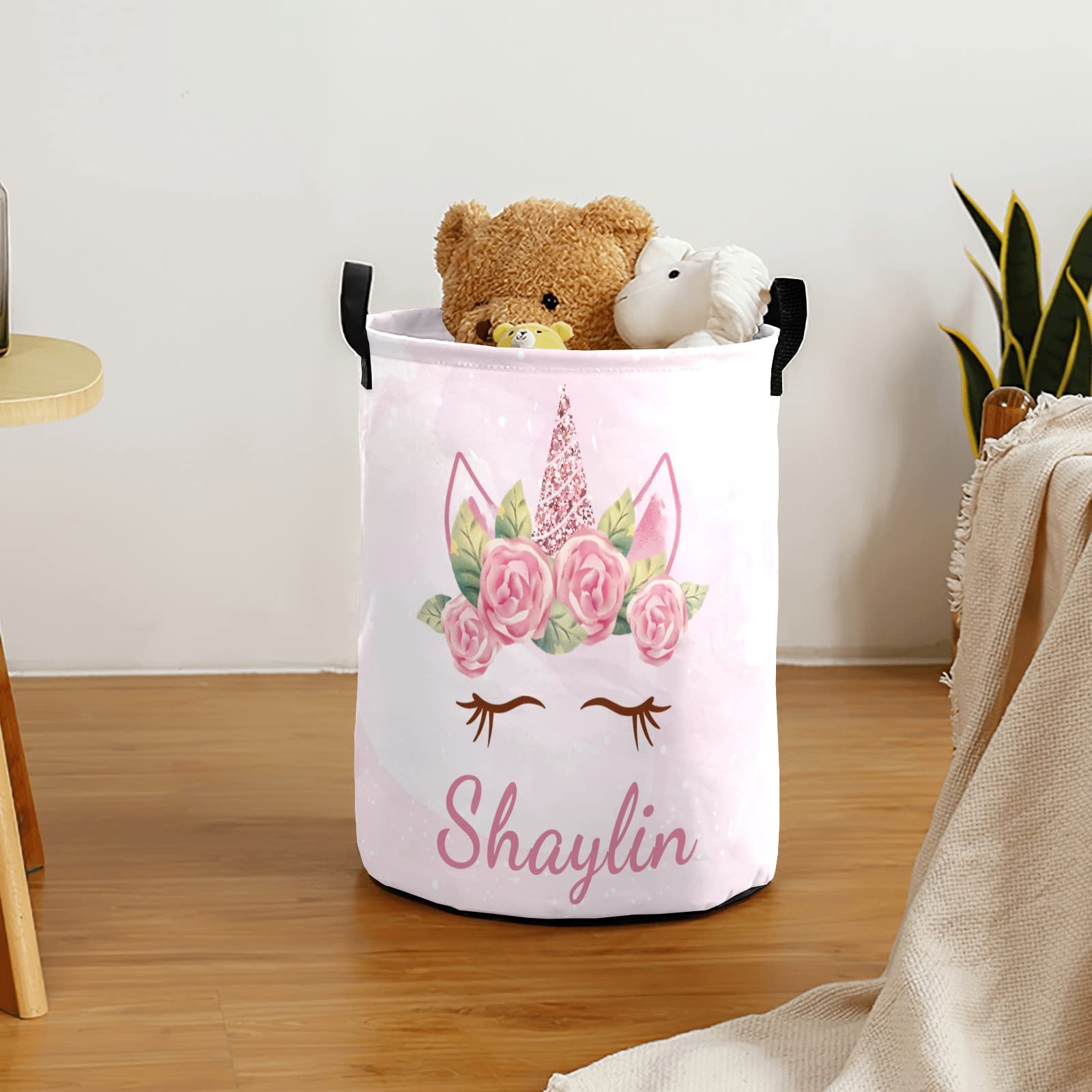 Custom Personalized Laundry Basket with Handle - Collapsible Clothes Hamper for Bedroom, Bathroom & Living Room Storage - Unicorn Design (Perfect for Kids' Room, Dorm Organization & Space-Saving Home Decor)