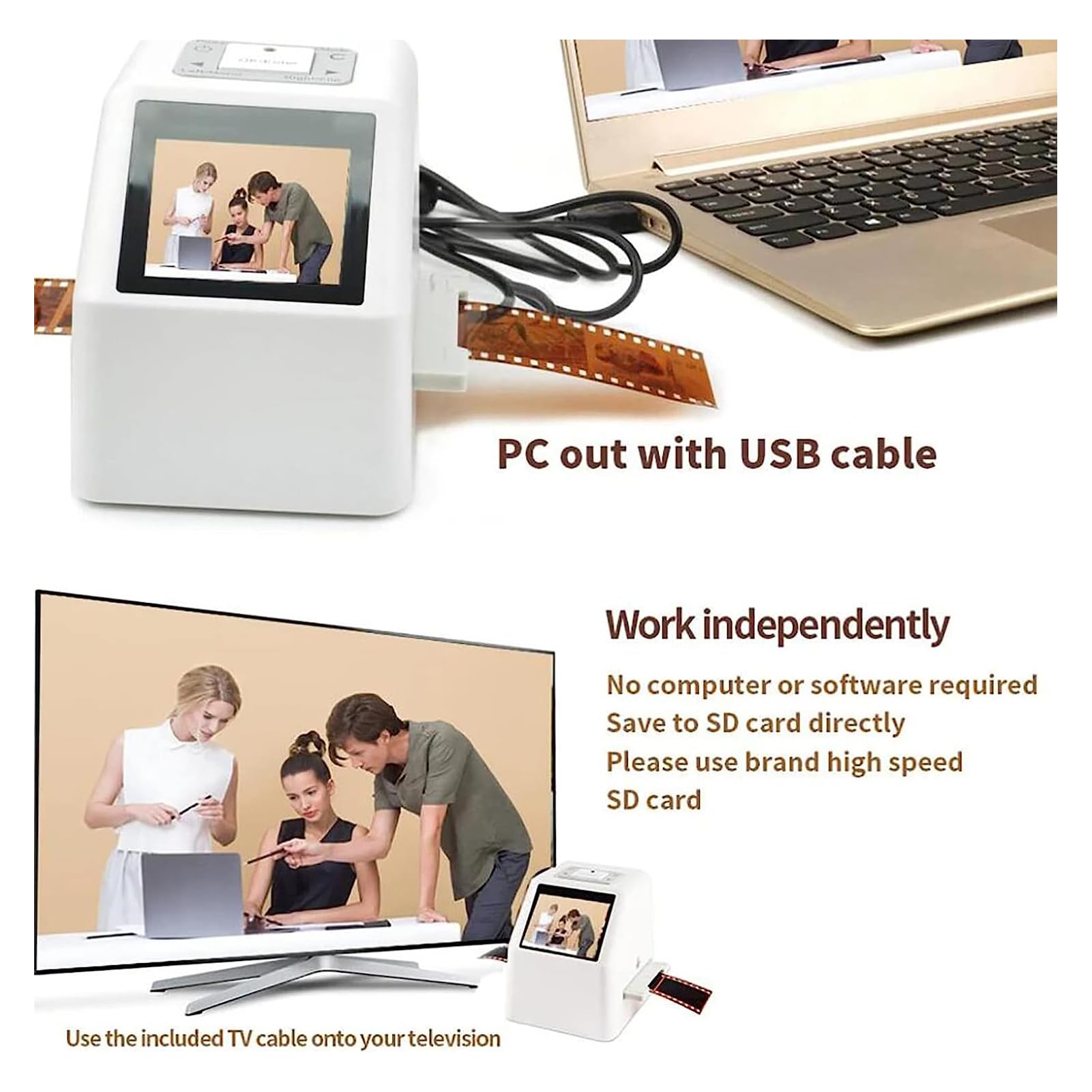 22MP Film Scanner - 35mm/135mm Slide & 110/126KPK Film Digitizer with 2.4