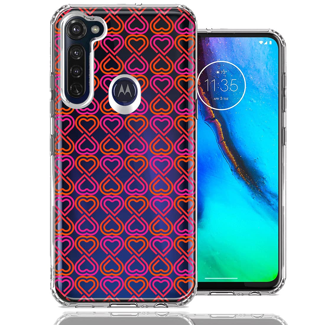 Motorola Moto G Power Phone Case - Hearts Design Double Layer Cover for Protection & Style