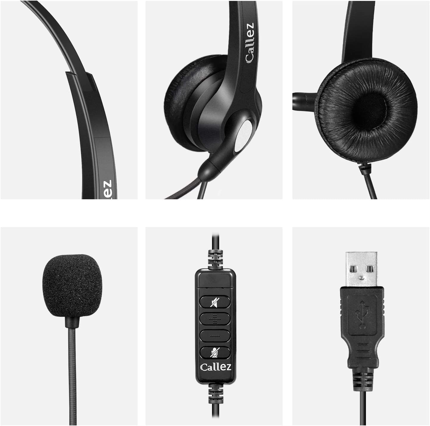 5 Pack USB Headset with Microphone - Noise Cancelling Stereo PC Headphones for Laptop, Computer, Zoom, Skype - Business Call Center Office Headset with Audio Controls - Clearer Voice, Super Light & Ultra Comfortable for Gaming, Online Meetings & Remote Work