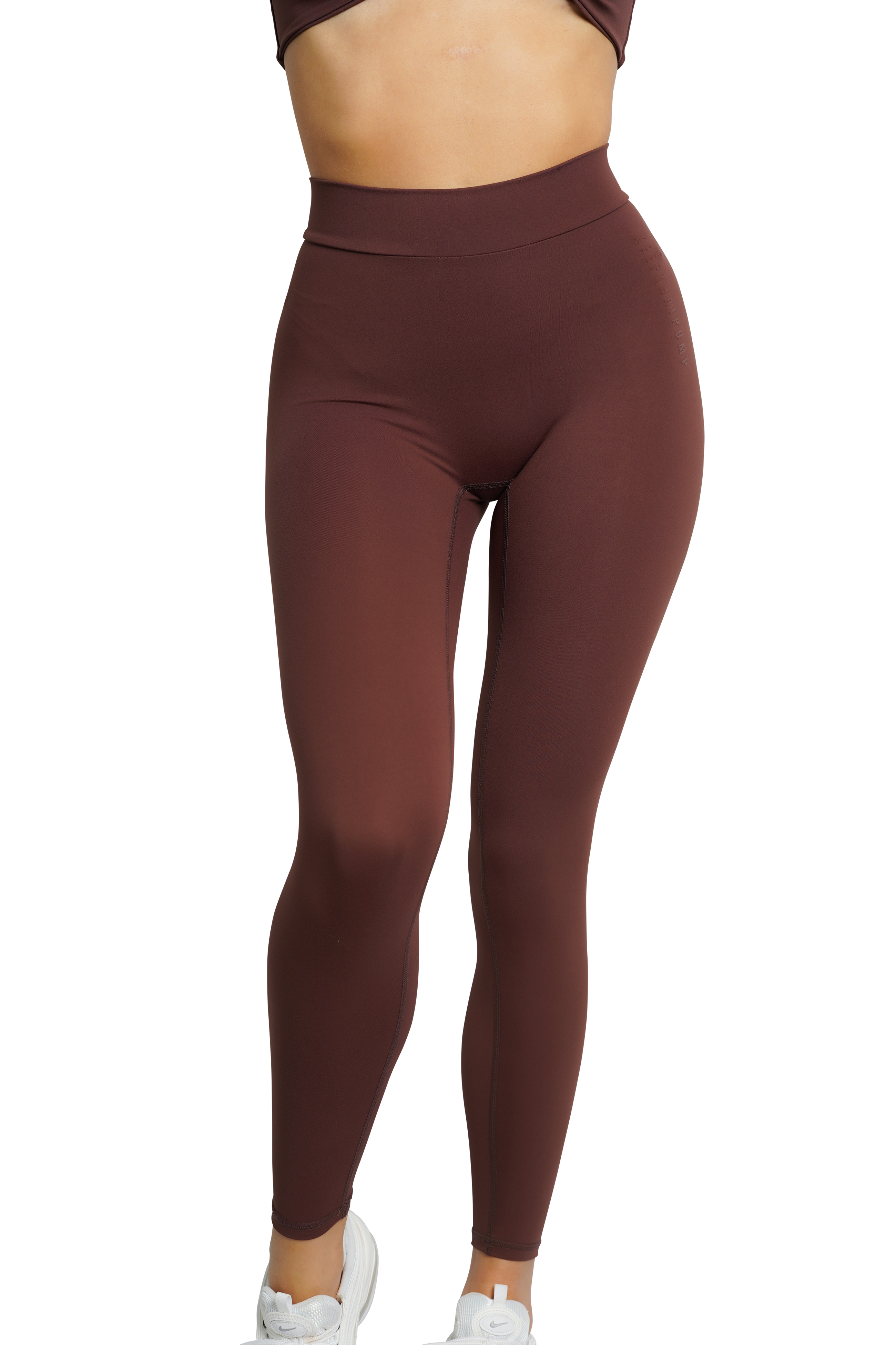 Sculpt V Back Leggings for Women - High Waisted Tummy Control Workout Yoga Pants in Brown - Perfect for Gym, Running & Lounge Wear