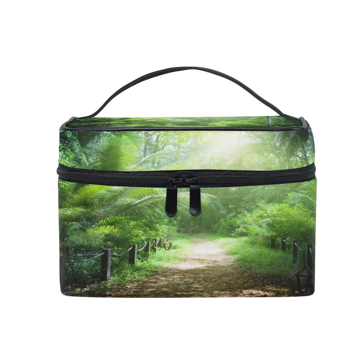 Seychelles Islands Jungle Themed Cosmetic Bag - Travel Makeup Organizer with Train Case Storage for Women | Perfect for Travel, Gym & Daily Use