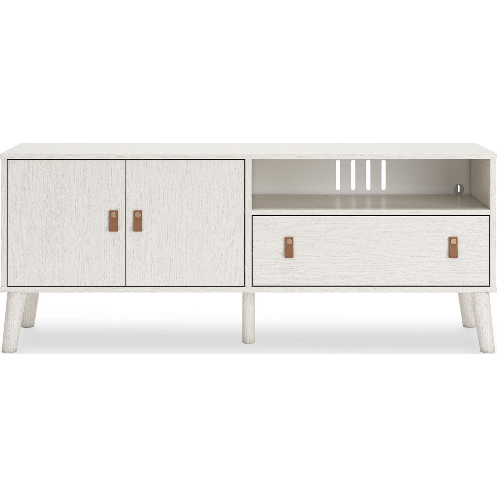 Aprilyn Modern TV Stand for Living Room - White, Sturdy Wooden Entertainment Center with Storage Shelves for Flat Screen TVs up to 65
