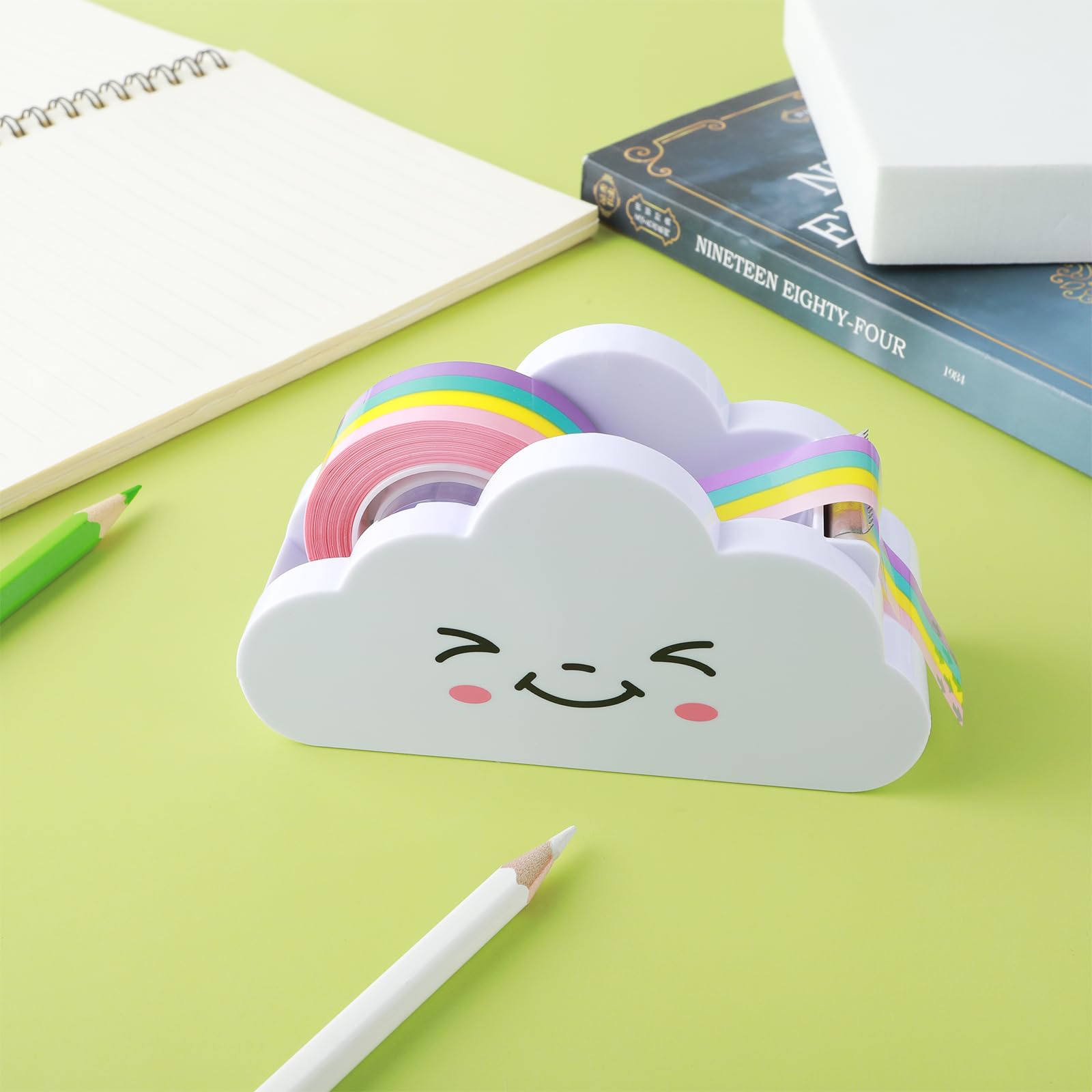 Cloud-Shaped Tape Dispenser with Rainbow Design - Cute Desktop Tape Cutter for Home, School & Office | Perfect for Stationery, Packaging, Wrapping & Craft Supplies | Ideal for DIY Projects, Gift Wrapping & Organization
