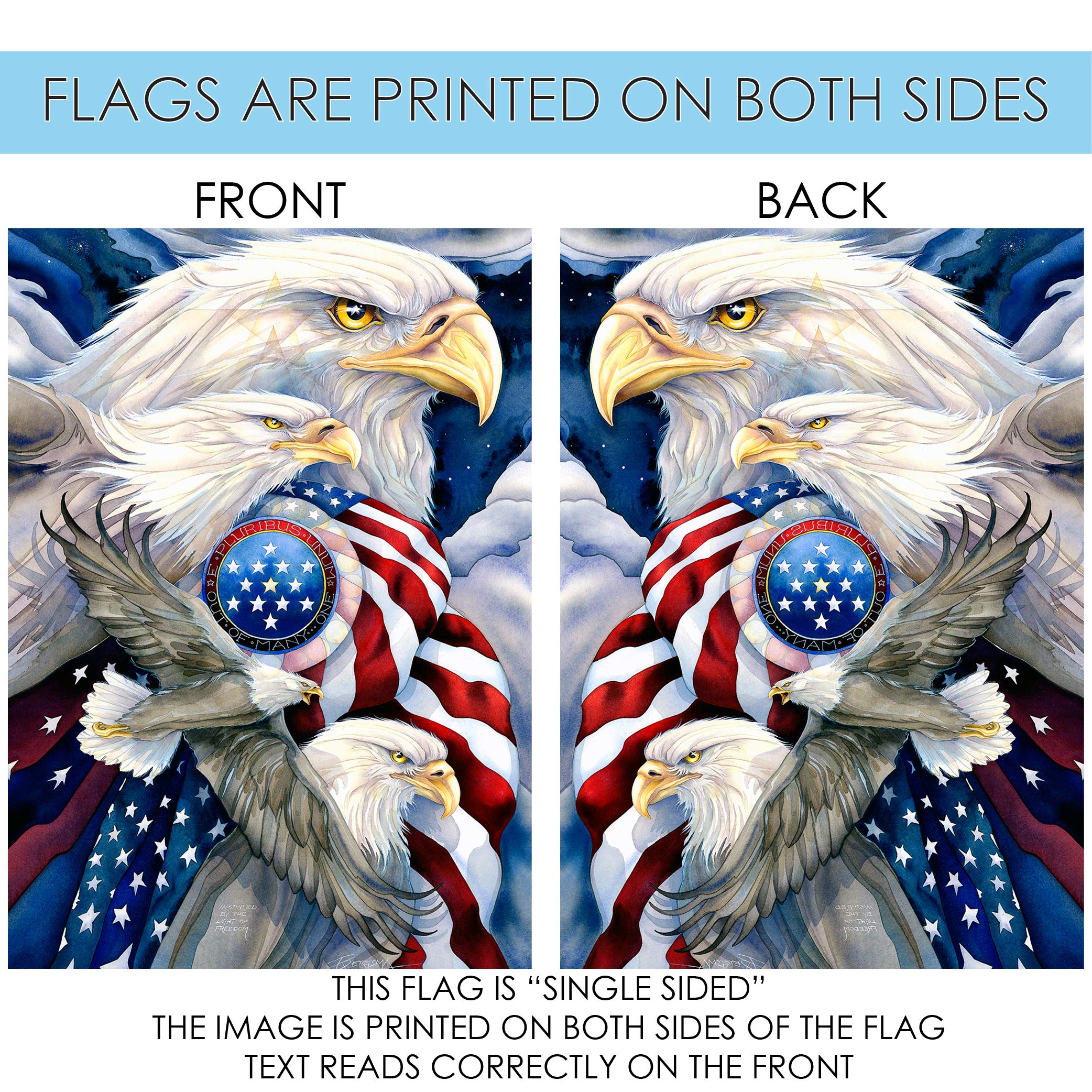 Toland Home Garden 1012378 Double Sided Patriotic Garden Flag - 28x40 Inch Bald Eagle American Flag for Outdoor Yard Decoration, House & Garden Display - Perfect for Memorial Day, 4th of July & Patriotic Events
