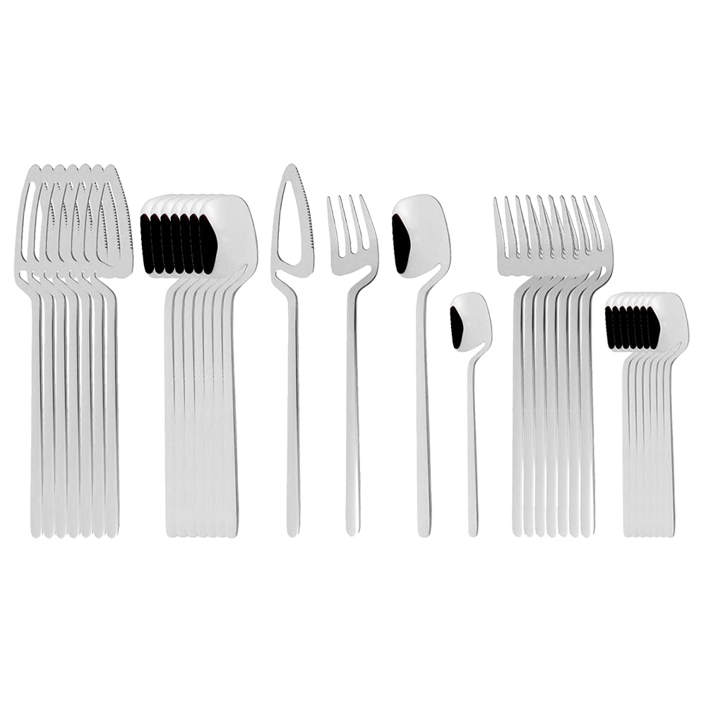 32-Piece Stainless Steel Silverware Set - 304 Grade Classic Dinnerware Cutlery with Forks, Spoons & Knives for Home, Kitchen & Dining | Elegant Silver Flatware Set for Everyday Meals, Dinner Parties & Gifting