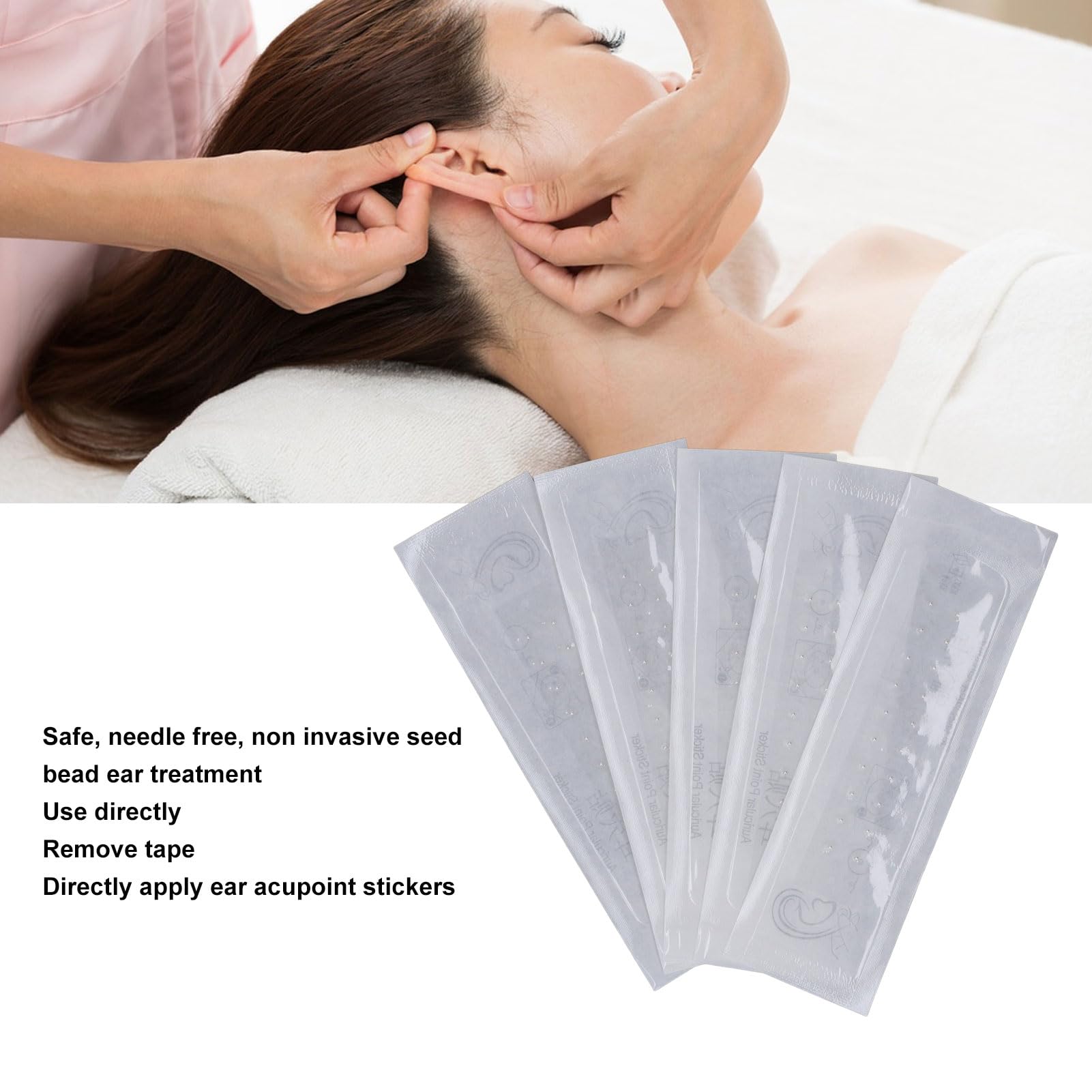 Ear Seed Acupuncture Kit - Auricular Seed Therapy Set with Ear Stickers for Shiatsu Massage & Pain Relief - Perfect for Stress Relief, Migraine, Insomnia & Weight Loss at Home