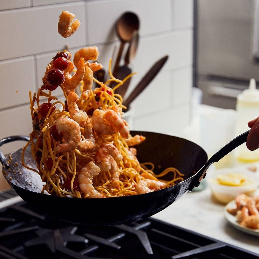 Premium Smithey Carbon Steel Wok - Handcrafted in USA - Professional Restaurant-Grade Wok for Stir-Frying, Searing & Asian Cooking - Perfect for Home Chefs & Commercial Kitchens