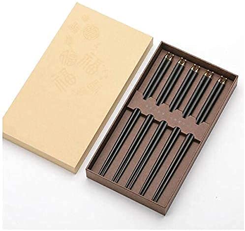 **LISTENDEAX 5 Pairs Reusable Wooden Chopsticks Set - Japanese Style for Sushi, Noodles, Rice & Ramen - Dishwasher Safe & Non-Slip - Handmade Gift Box Included - Perfect for Home Dining, Asian Cuisine & Gifts**