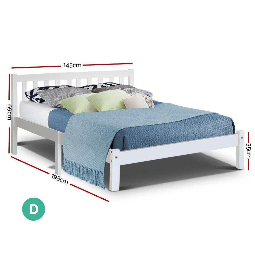 Whitehaven Bed White & Normay Series Pillow Top Mattress - Medium Firm Support for Back Pain Relief | Double Package Included | Perfect for Guest Rooms & Master Bedrooms