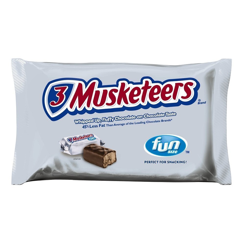 3 Musketeers Fun Size Chocolate Candy Bars - 20.92oz (593g) Bulk Pack - Perfect for Halloween, Parties, Office Snacks & Gift Baskets