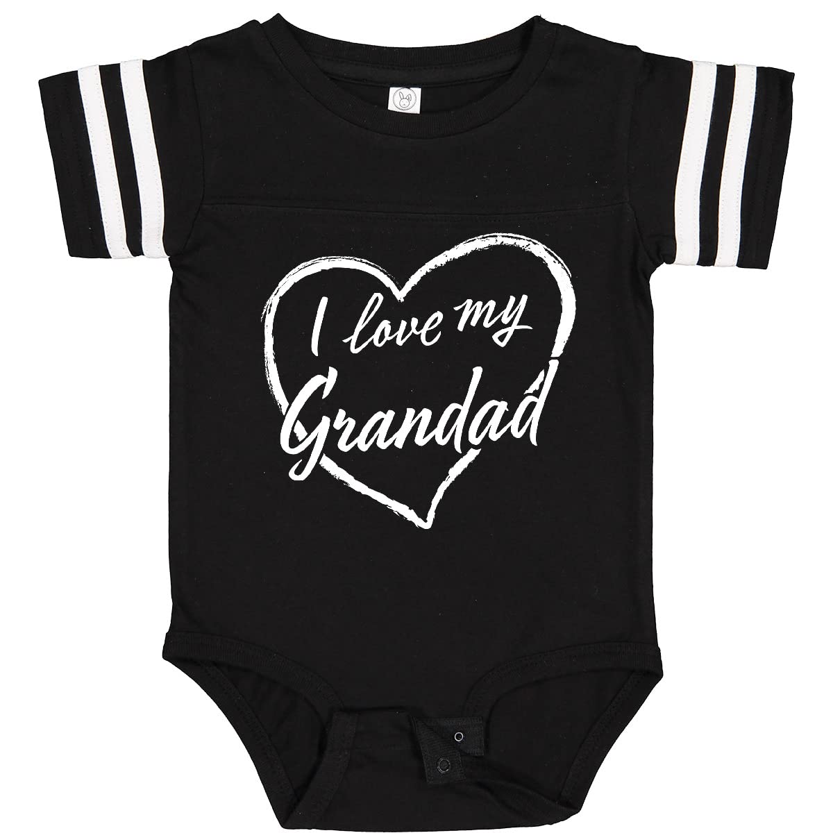 Inktastic I Love My Grandad White Chalk Heart Baby Bodysuit - Soft Cotton Onesie for Grandparents Day, Family Photos & Newborn Gifts