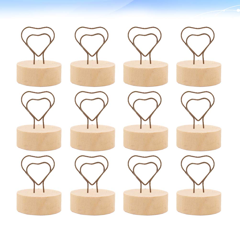 PRETYZOOM 12 Pcs Rustic Wood Wedding Table Number Holders - Bamboo Menu Stands, Card Holders & Memo Clips for Wedding Decor, Office Organization & Home Display
