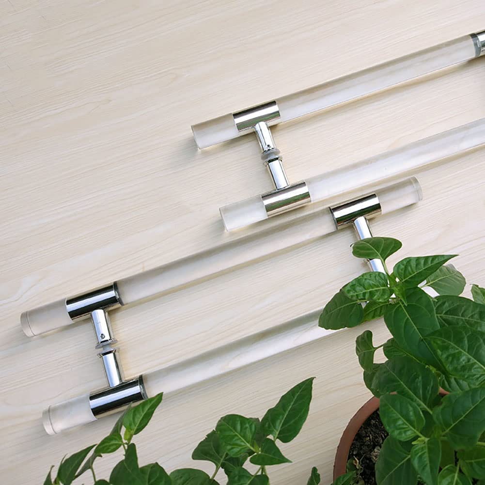 Modern Clear Acrylic Entry Door Handle - Crystal Dummy Bar Sliding Barn Door Handle - Internal & External Double Sided H-Shape Swing Door Handle with Hardware (Silver, 80cm/31.5inch) - Perfect for Farmhouse, Rustic, and Contemporary Home Interiors