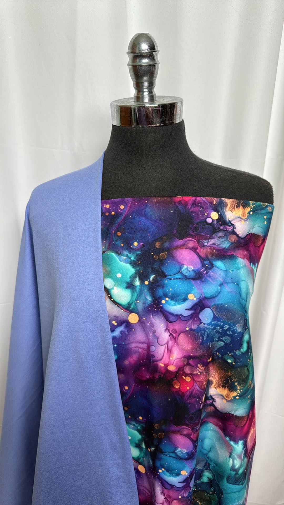 INDIGO SKY & GALAXY SWIRL Fabric Bundle - 1+ Yard Indigo Sky Peached Polyester Fabric & 1 Yard Galaxy Swirl Single Brushed Polyester Fabric (A27051) - Perfect for DIY Crafts, Quilting, and Home Decor Projects