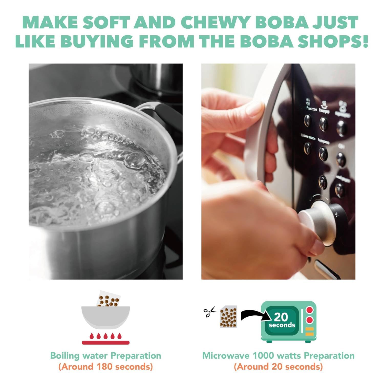 J WAY Instant Boba Bubble Pearl Milk Tea Kit - Authentic Brown Sugar Tapioca Boba, Ready in 1 Minute with Paper Straws (3 Servings) - Perfect for Home, Office & Party Snacks