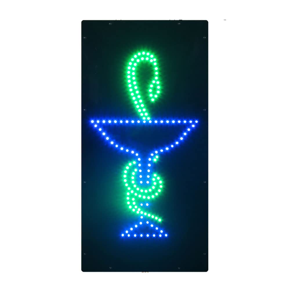 Super Bright LED Pharmacy Open Sign - Green Electric Advertising Display for Drug Stores & Business Shops - Perfect for Store Window Decor & 24/7 Visibility