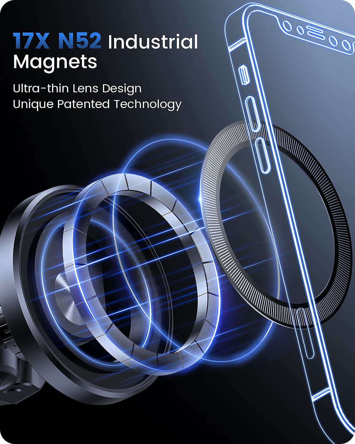 OQTIQ Magnetic Phone Holder for Car - Hollow Ring Design CD Slot Mount Compatible with iPhone 16/15/14/13 Pro Max/Mini/Plus & MagSafe Cases - Perfect for Hands-Free Driving & Navigation