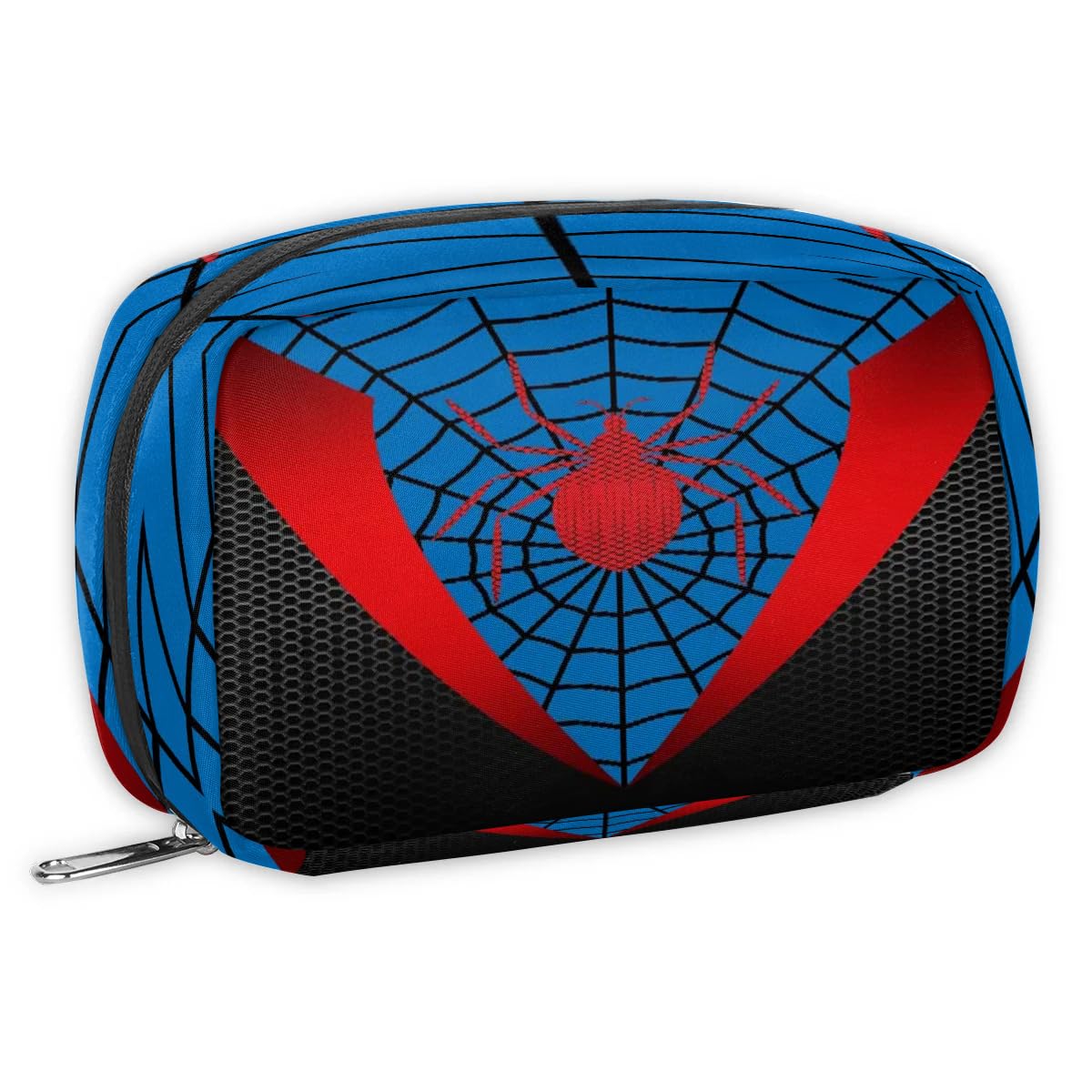 Spider Web Kids Toiletry Bag for Boys & Teens - Waterproof Cosmetic Travel Bag for Toddler, Small Blue Wash Bag for Weekend Trips & Sleepovers - Perfect for School, Camping, and Family Vacations