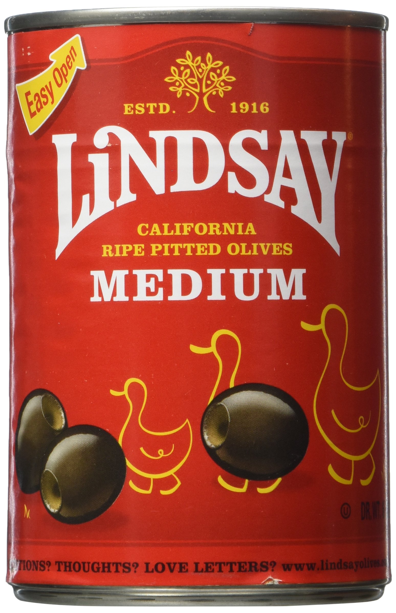 Lindsay Pitted Black Whole Olives - Medium Size, 6 Ounce Can | Perfect for Salads, Pizzas & Mediterranean Recipes