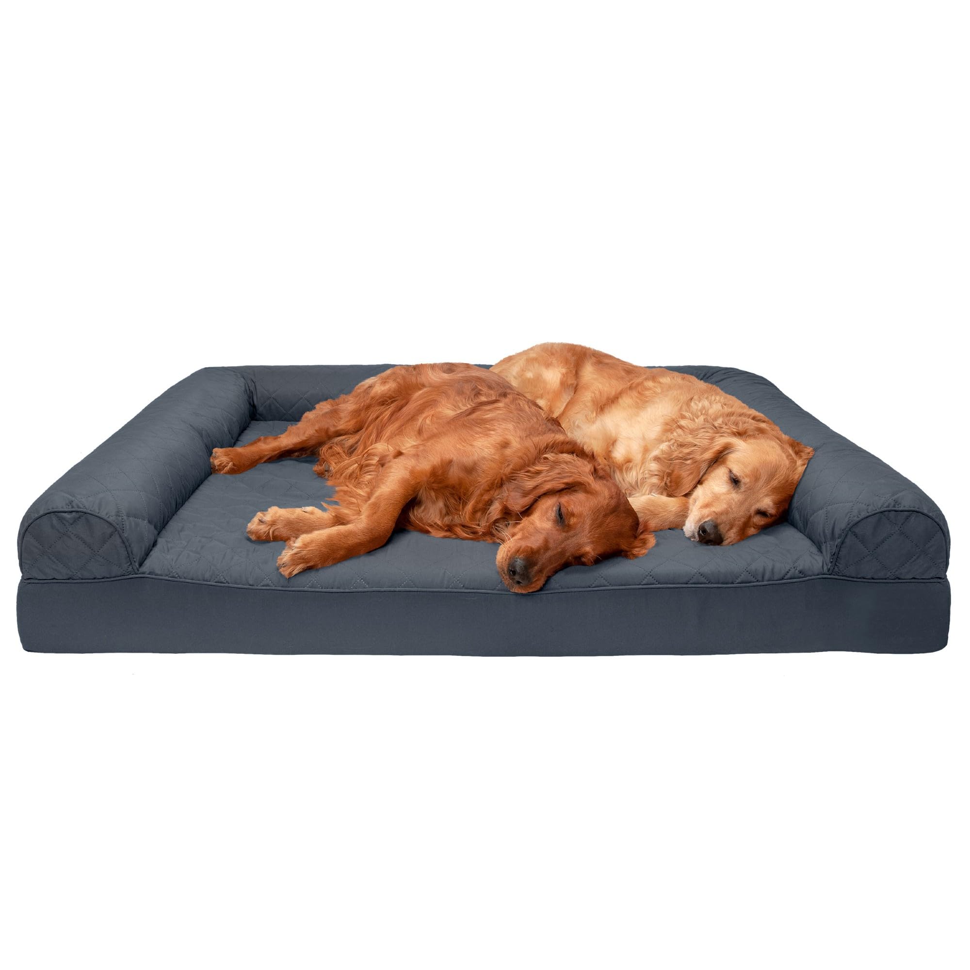Furhaven Orthopedic Dog Bed for Large Dogs up to 125 lbs - Removable Bolsters & Washable Cover - Quilted Sofa Style Pet Bed - Iron Gray Jumbo Plus/XXL - Perfect for Arthritis, Joint Pain Relief & Comfortable Sleeping in Living Room or Bedroom