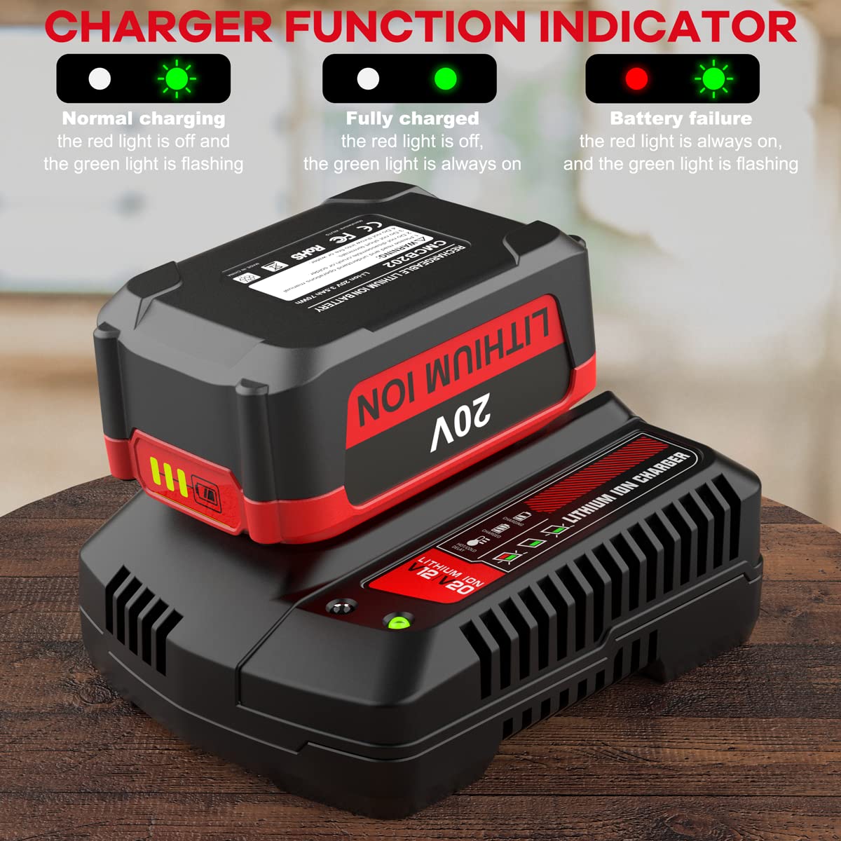 ANTRobut 20V Replacement Charger for Craftsman V20 Battery - CMCB104 Compatible - Fast Charging Power Tool Accessory for Drills, Saws & Outdoor Equipment