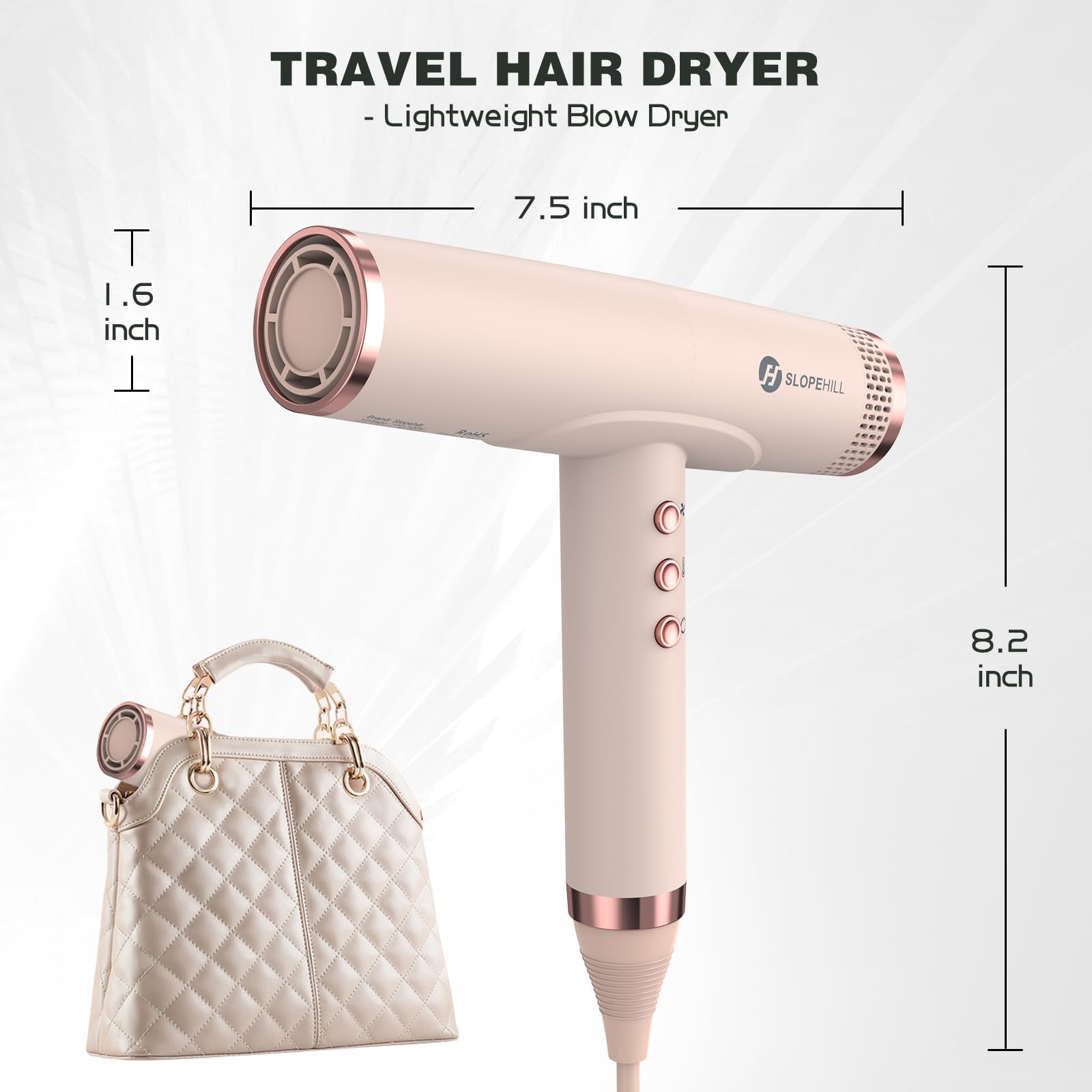 Slopehill 2000W Professional Ionic Hair Dryer for Women - High Speed Blow Dryer with Ceramic Technology, Lightweight & Travel Friendly for Salon & Home Use (Pink) - Perfect for Styling, Quick Drying & On-the-Go Beauty