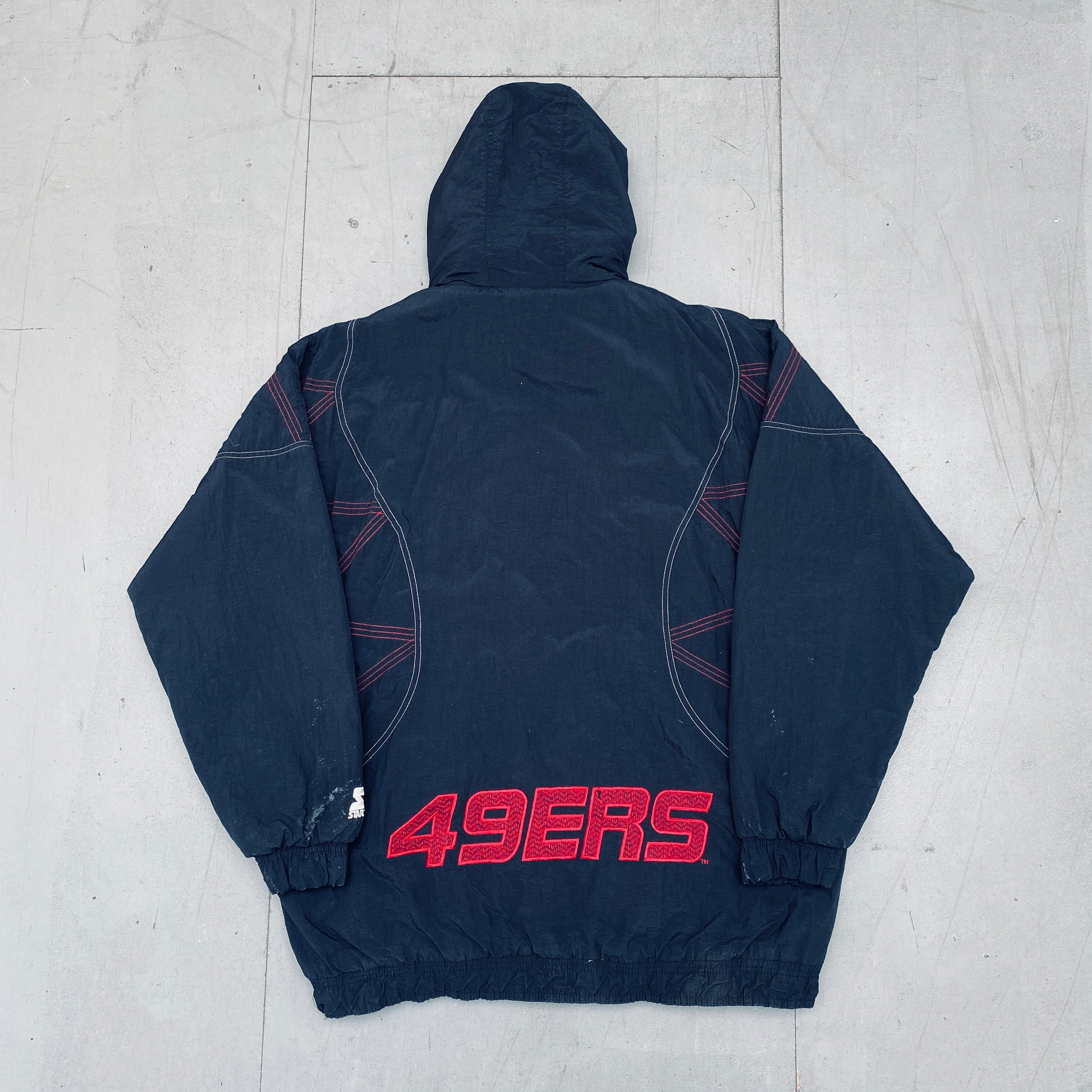 Vintage 1990s San Francisco 49ers Blackout Full-Zip Starter Jacket XXL - NFL Football Fan Gear for Game Day & Retro Sports Fashion