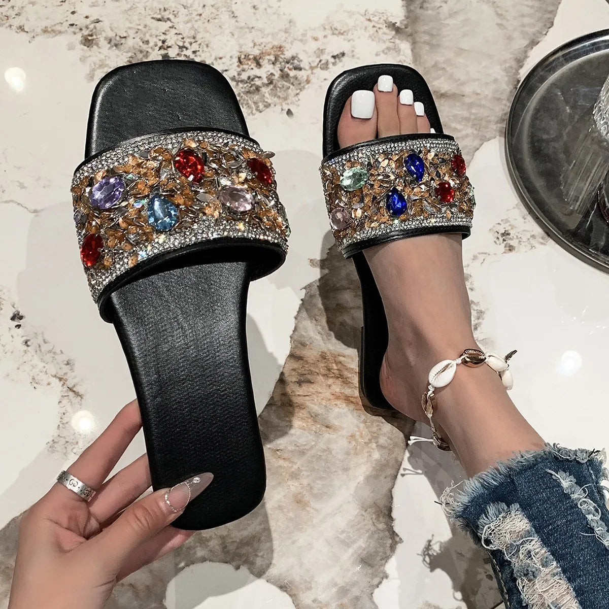 Comfortable Open Toe Flats Sandals for Women - Breathable Summer Casual Shoes | Perfect for Beach, Walking, and Outdoor Activities