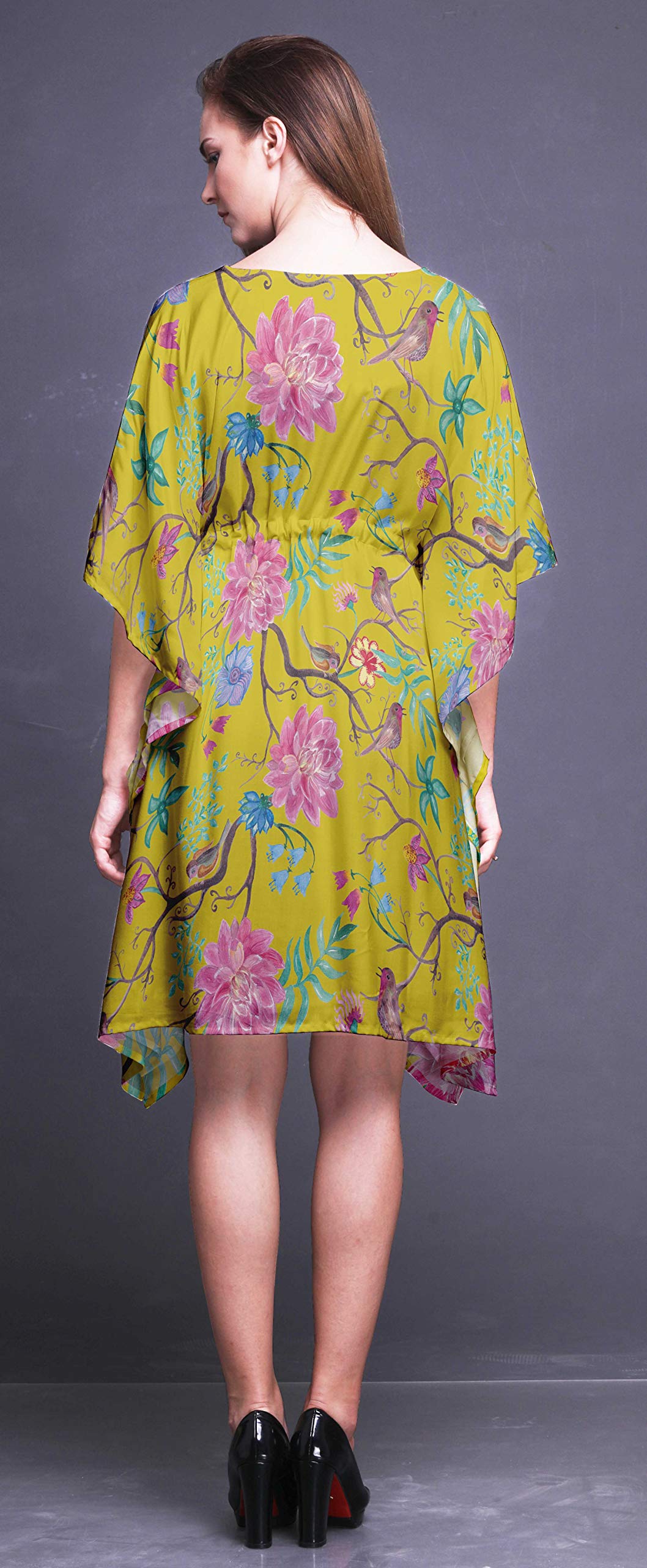 Bimba Women's Short Caftan Midi Dress - Beach Cover Up, Swimwear Dress, Boho Kaftan for Poolside, Vacation & Summer Outfits