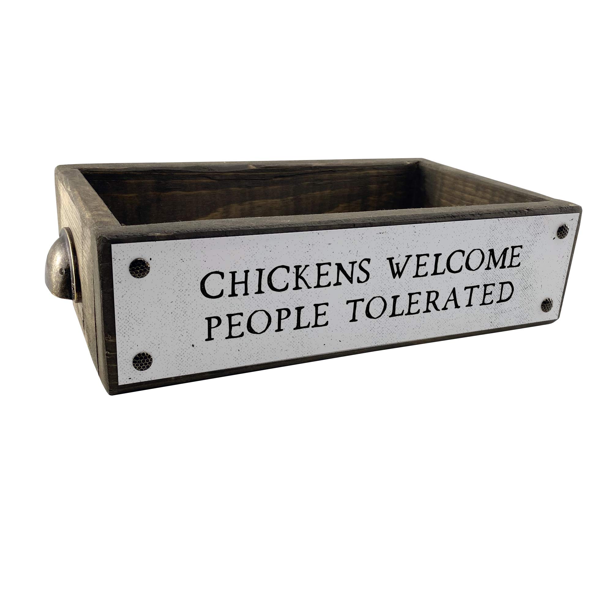 Chicken Decor Box - Wooden Storage Box with Funny Sayings - Farmhouse Home Decor for Kitchen, Bathroom & Entryway - Perfect for Organizing & Display