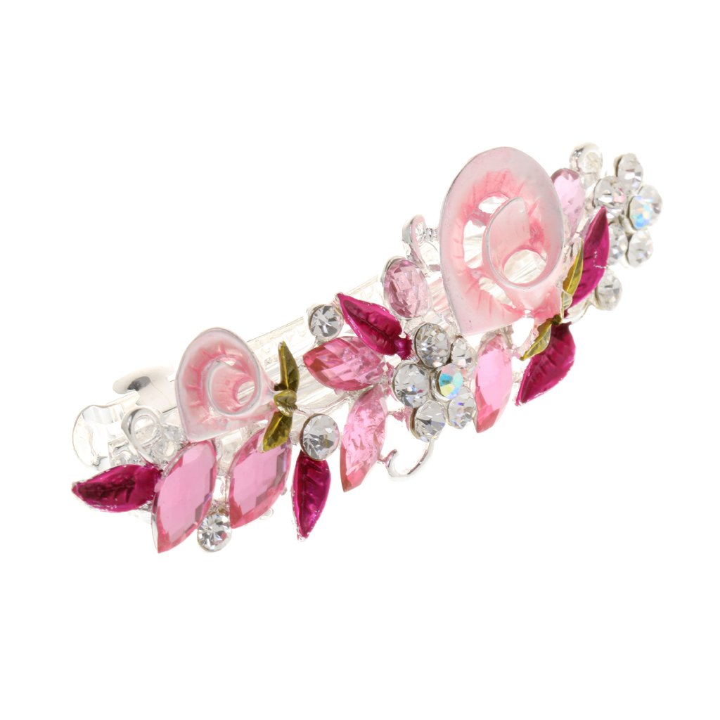 F Fityle French Barrette Hair Clip - Elegant Metal Hair Accessories for Women, Pink, 3.74 Inch - Perfect for Weddings, Parties & Everyday Styling
