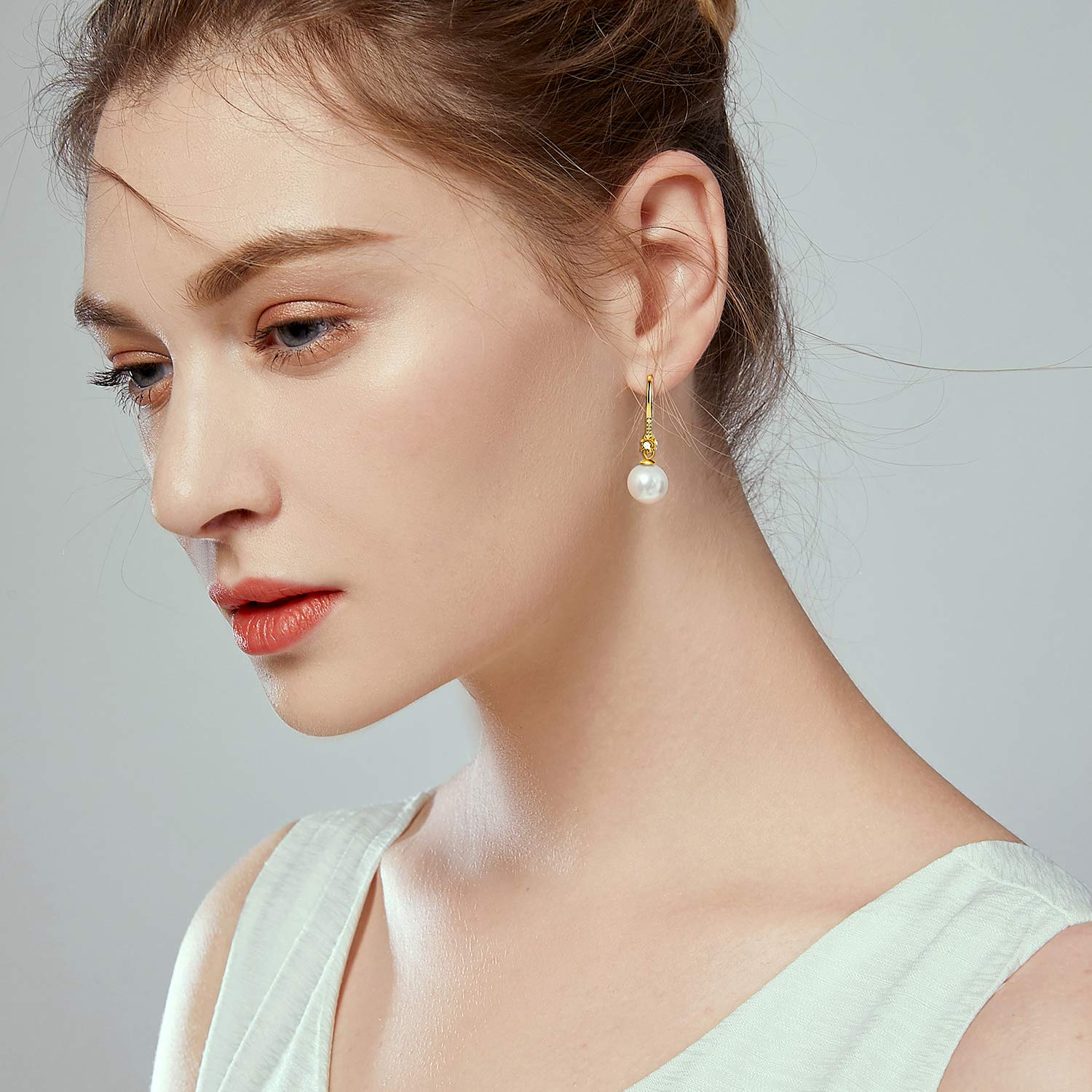 925 Sterling Silver Shell Pearl Drop Earrings for Women - Elegant Cubic Zirconia Dangle Earrings - Perfect Gift for Birthday, Anniversary & Special Occasions - Ideal for Weddings, Parties & Formal Events