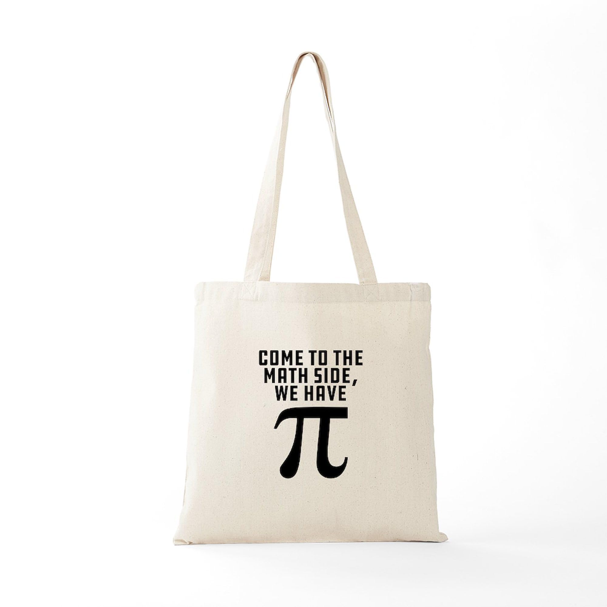 Come To The Math Side We Have Pi Tote Bag - Natural Canvas Reusable Shopping Bag for Groceries, Books & School Supplies | Funny Math Teacher Gift for Students & Nerds