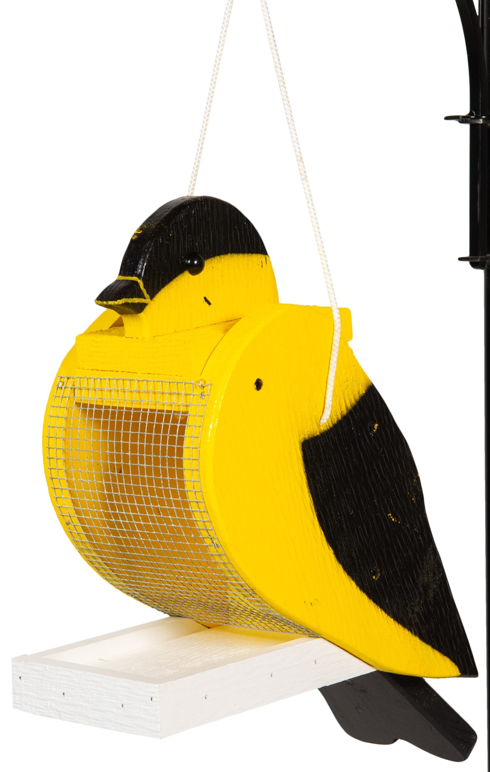 Premium Wooden Gold Finch Shaped Bird Feeder - Handcrafted Outdoor Garden Decor for Backyard, Patio & Bird Watching Enthusiasts | Attracts Wild Birds & Enhances Nature Viewing Experience