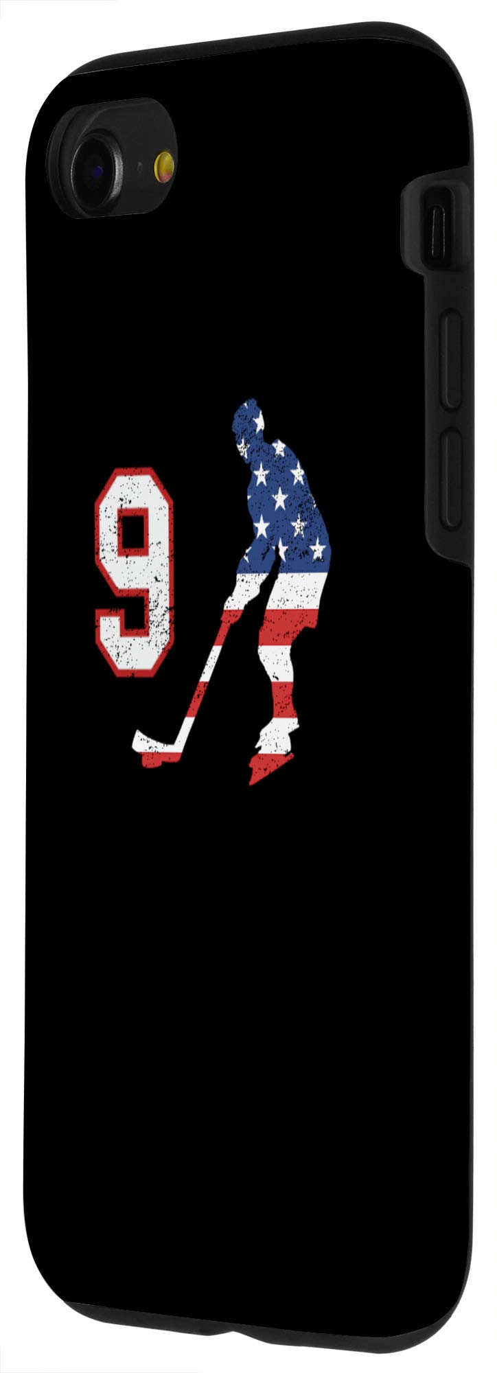 iPhone SE (2020)/7/8 Hockey Jersey #9 with USA Flag Phone Case - Protective Cover for Sports Fans & Patriotic Americans