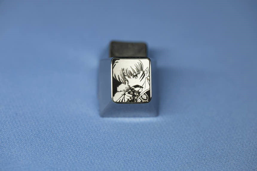 Inuyasha & Sesshoumaru Titanium Alloy Custom Keycaps - 1U Metal Anime Keycaps for Mechanical Keyboards - Perfect for Gaming & Anime Fans Collection