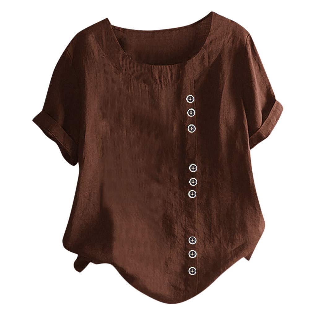 Women's Linen Boho Button Down Blouse - Loose Fit Plus Size Casual T-Shirt Top in Black | Perfect for Yoga, Exercise & Daily Wear