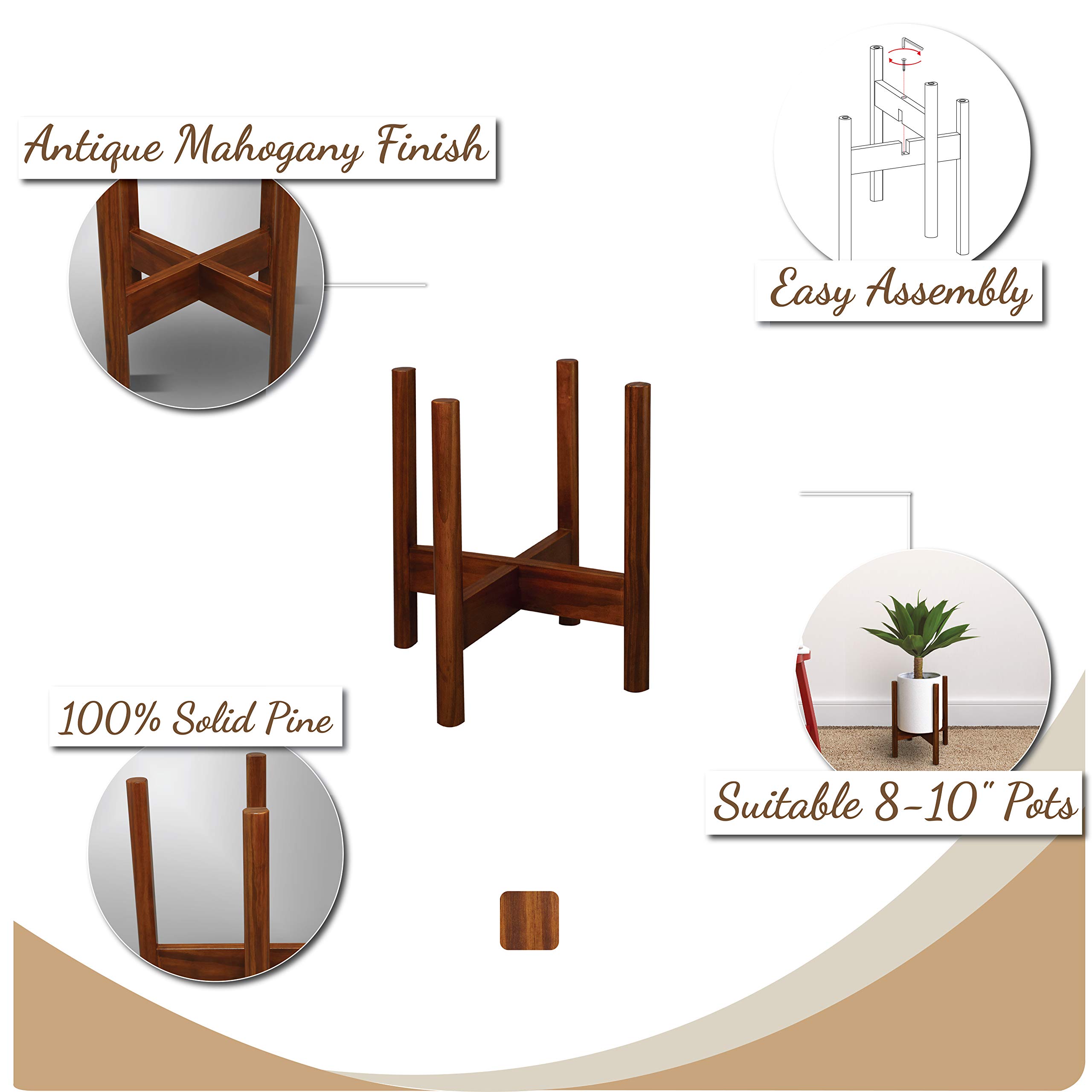 Mid-Century Modern Wood Plant Stand - 12