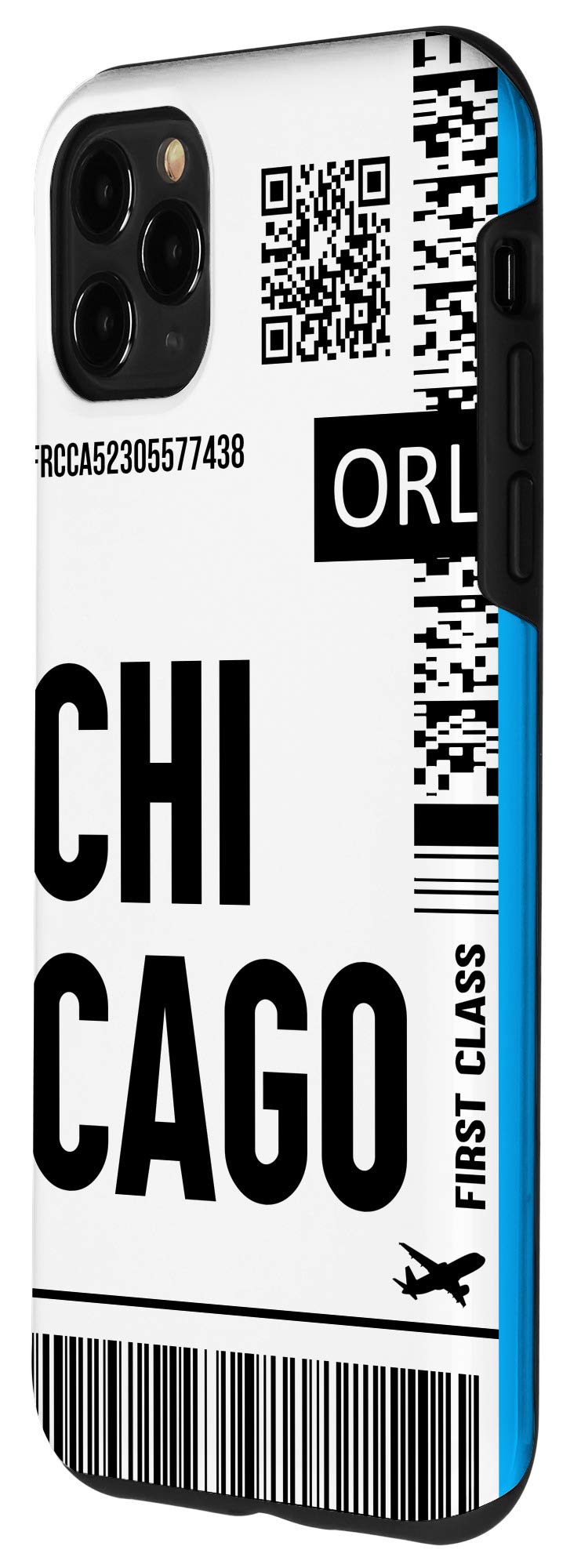 iPhone 11 Pro Max Case - Chicago Themed Airplane Travel Design with Boarding Pass Print | Perfect for Business Trips & Vacation Travel Accessories