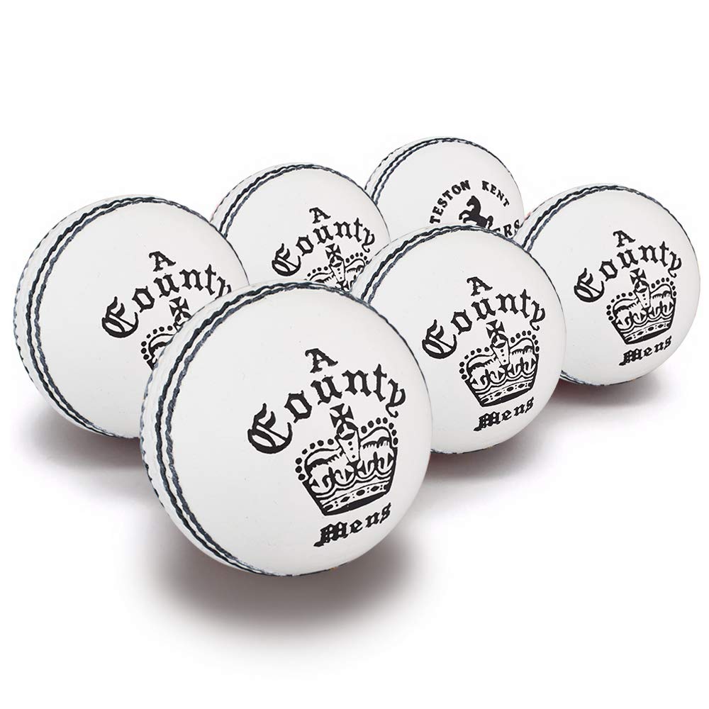 Premium Women's County Crown Cricket Balls - 5oz White Leather Cricket Balls (Pack of 6) | Perfect for Practice Matches, Club Games & Training Sessions