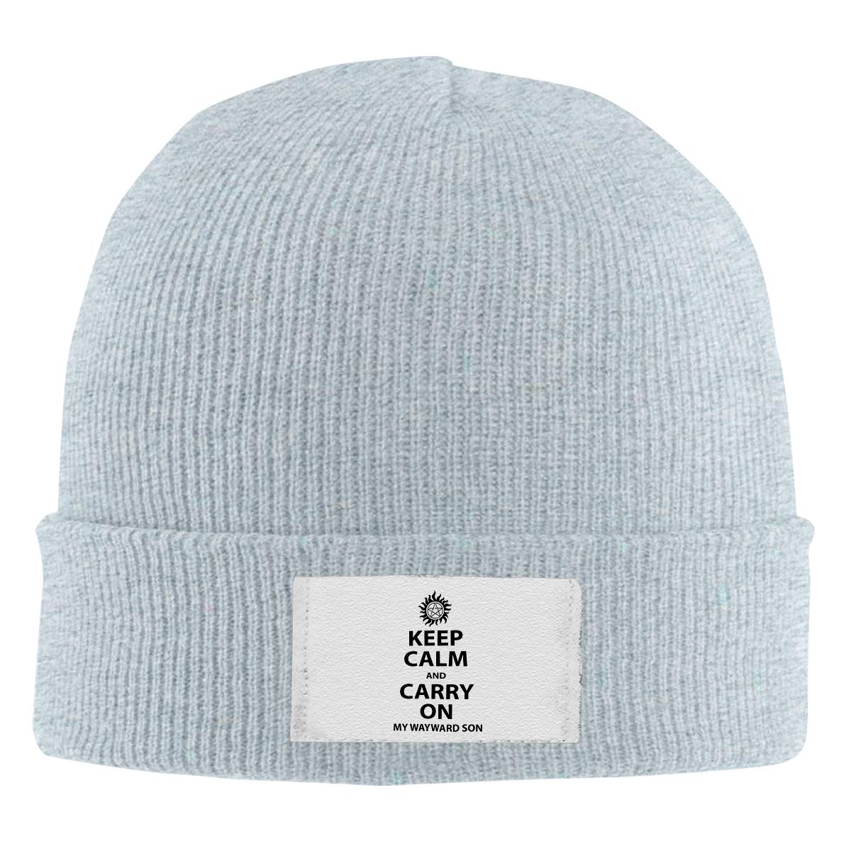 Supernatural Keep Calm and Carry On My Wayward Son Knitted Beanie - Unisex Adult Casual Winter Hat for TV Show Fans, Outdoor Activities & Cold Weather