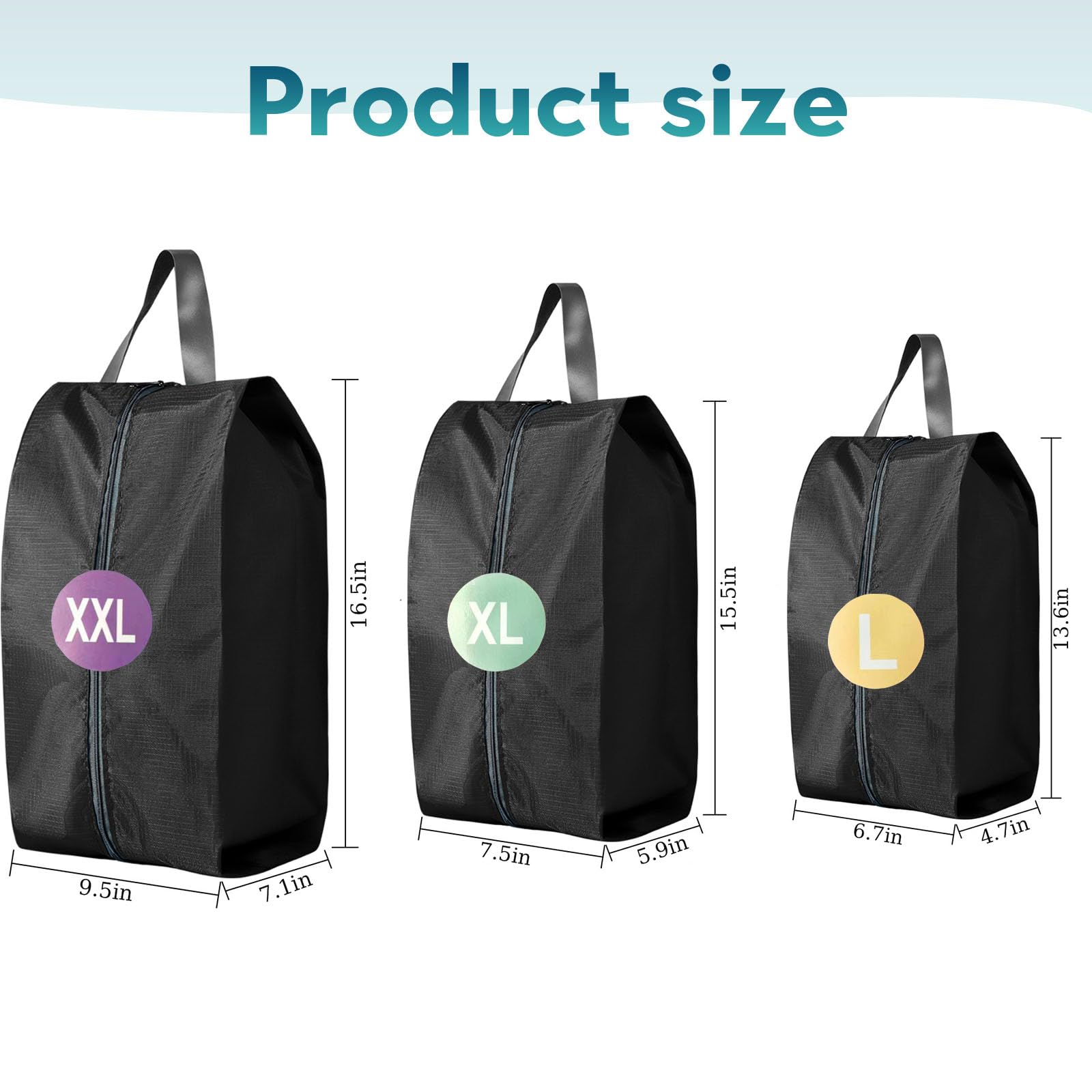 Waterproof Nylon Travel Shoe Bag with Zipper - 9 Piece Set for Men & Women | Durable Shoe Luggage Organizer | Perfect for Gym, Vacation & Business Trips | Black Travel Accessories